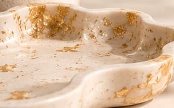 Cloud-shaped speckled resin tray with gold leaf